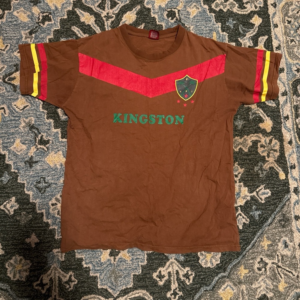 Kingston Red and Brown Short Sleeve Tee with Sporty Accents